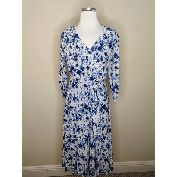 Robert Louis Belted Dress Size Small Women's Tie Dye Mesh Knit Ruffled Midi - Picture 1 of 5